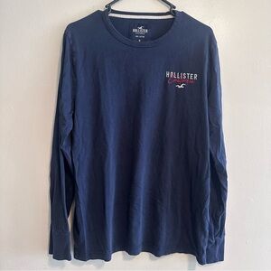 Hollister Navy Long Sleeve Logo Tee